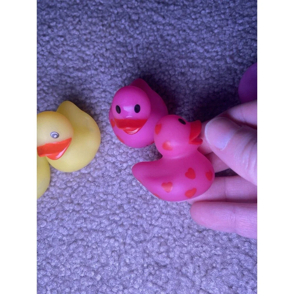 13 Piece Mini Rubber Duck Toy Lot Multi-Color Hearts